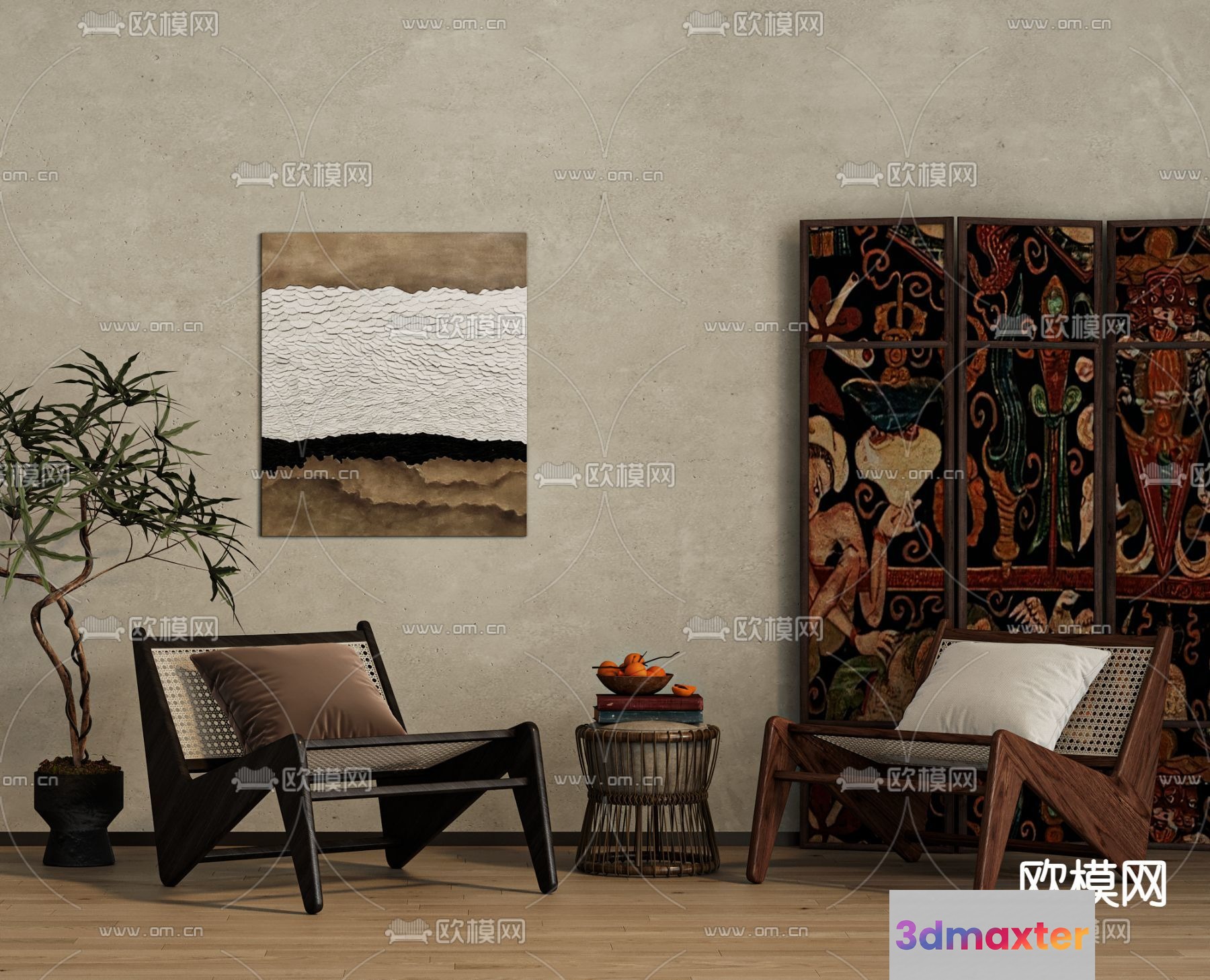 Modern Living Room 3D Model - 5123 - VRAY Render