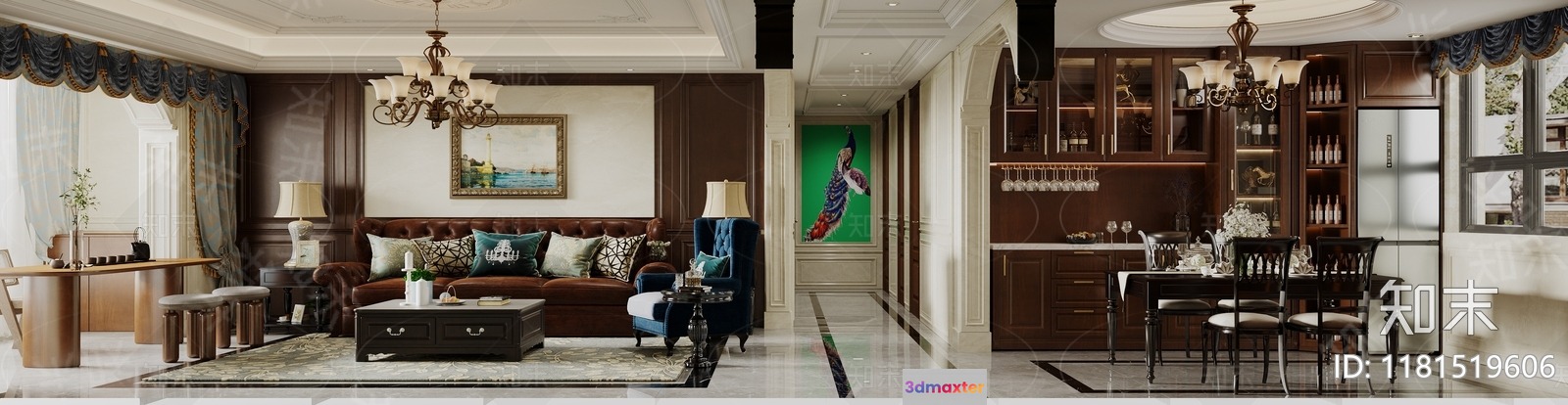 A Luxurious Living Room 3D Model - 13069 - VRAY Render