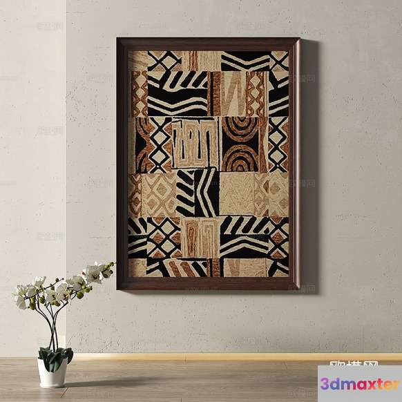A Framed African-Inspired Artwork 3D Model - 15108 - VRAY Render