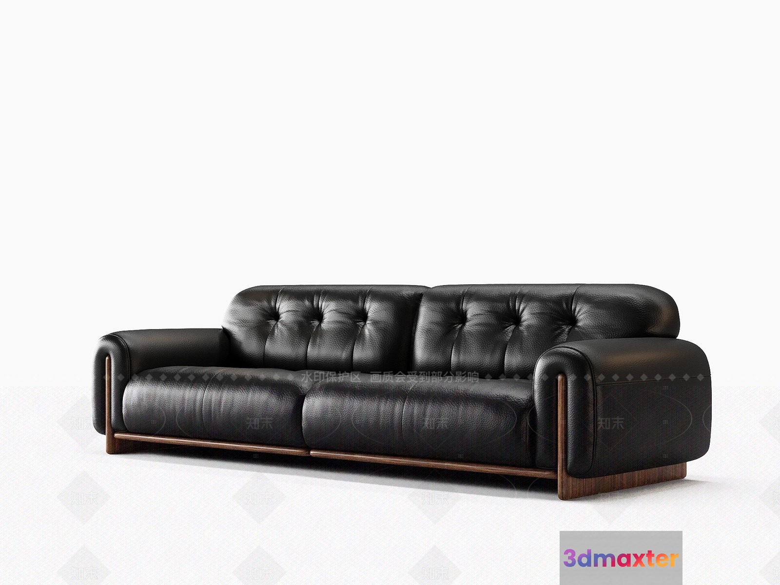 Modern Black Leather Sofa 3D Model - 13214 - CORONA Render