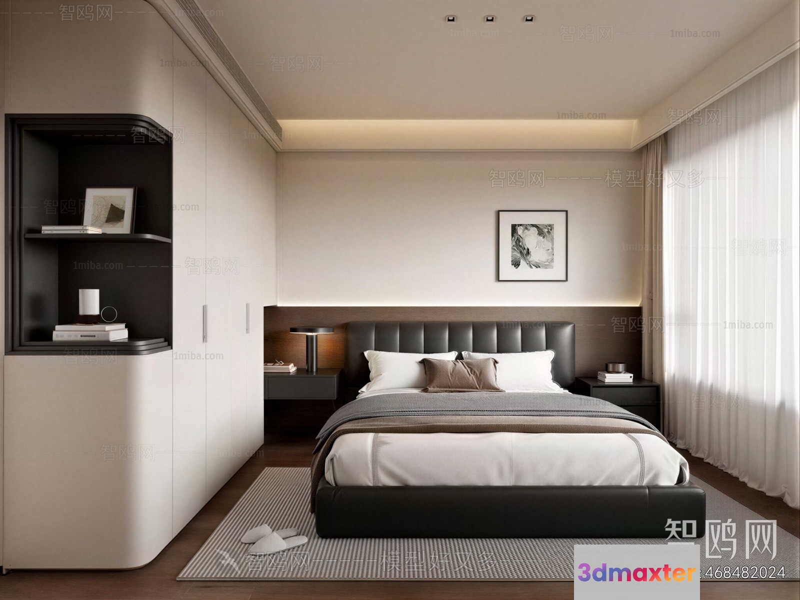 Cozy Modern Bedroom 3D Model - 6071 - VRAY Render