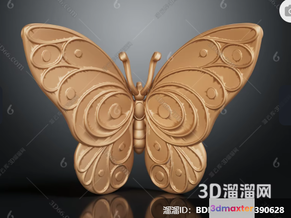 Gold Butterfly 3D Model - 16933 - VRAY Render