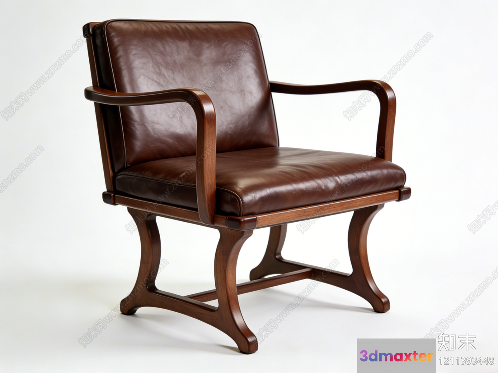 Wooden Chair With Leather Seat 3D Model - 4713 - VRAY Render