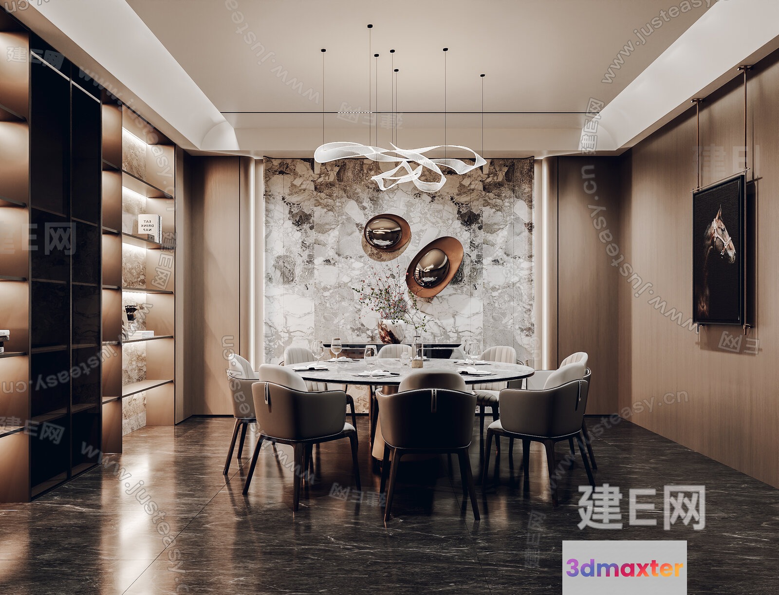 Modern Dining Room 3D Model - 13035 - VRAY Render