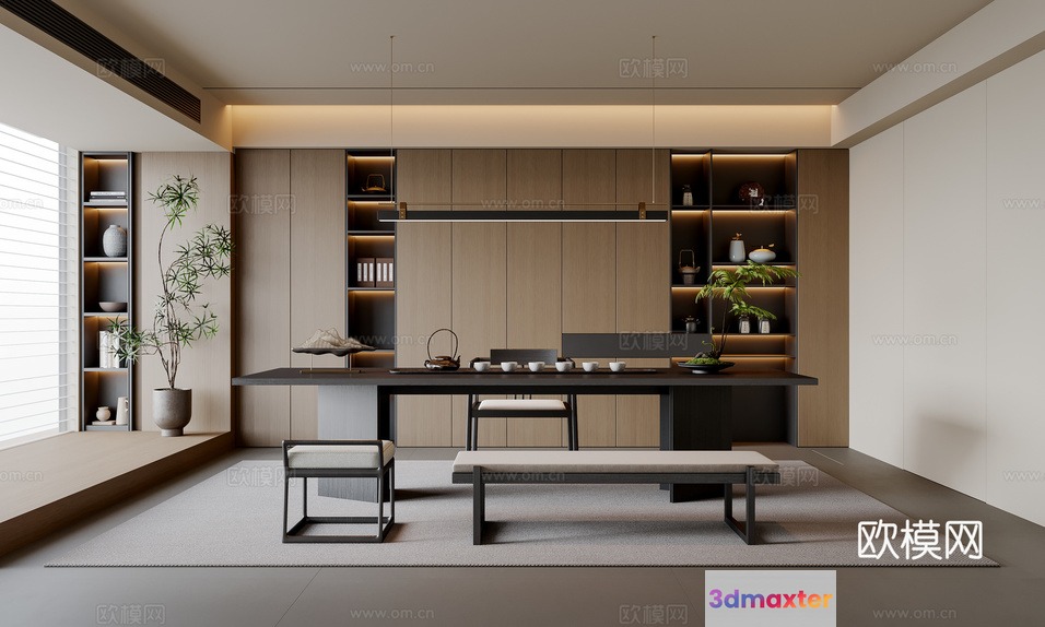 Modern Asian-Inspired Living Room 3D Model - 10306 - VRAY Render