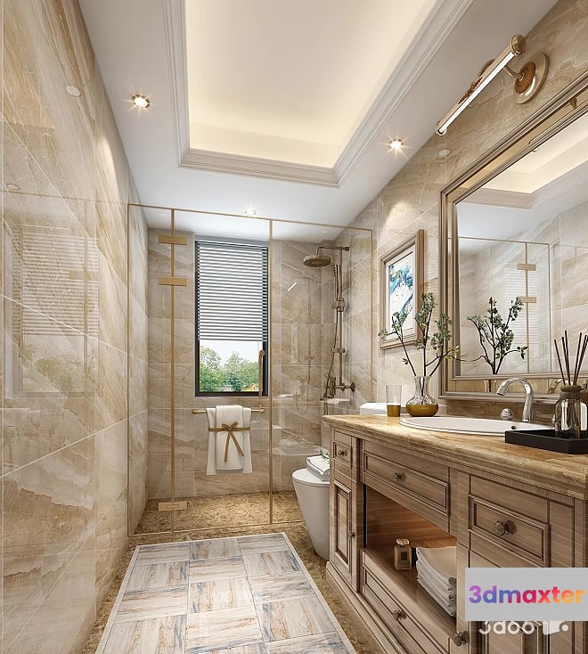 A Modern Bathroom 3D Model - 19605 - VRAY Render
