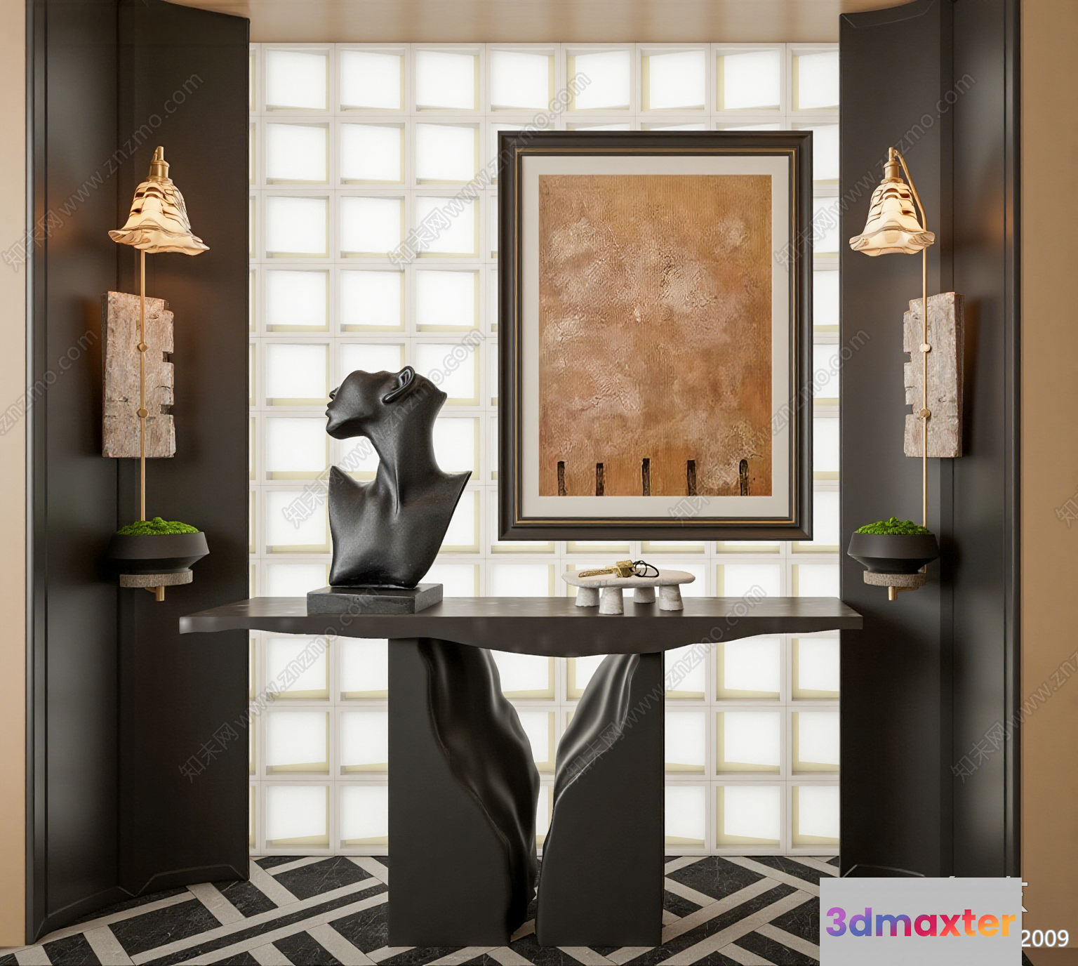 Modern Art Display 3D Model - 1108 - VRAY Render
