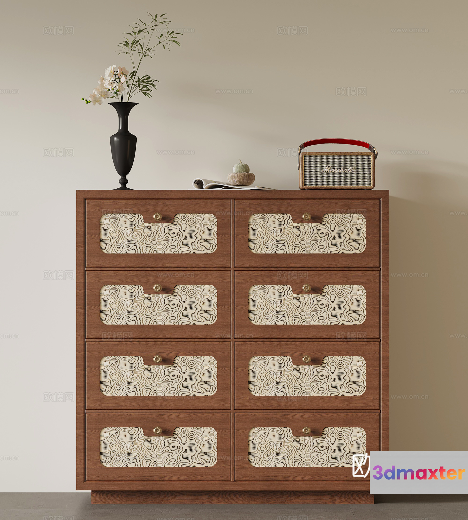Mid-Century Wooden Dresser 3D Model - 3748 - VRAY Render