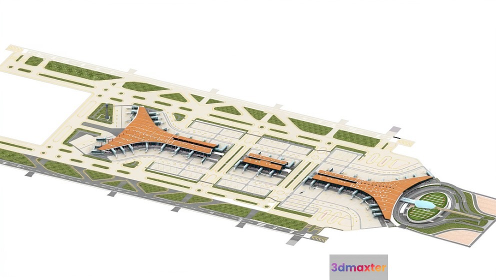 A Large Airport Terminal Building 3D Model - 6292 - VRAY Render