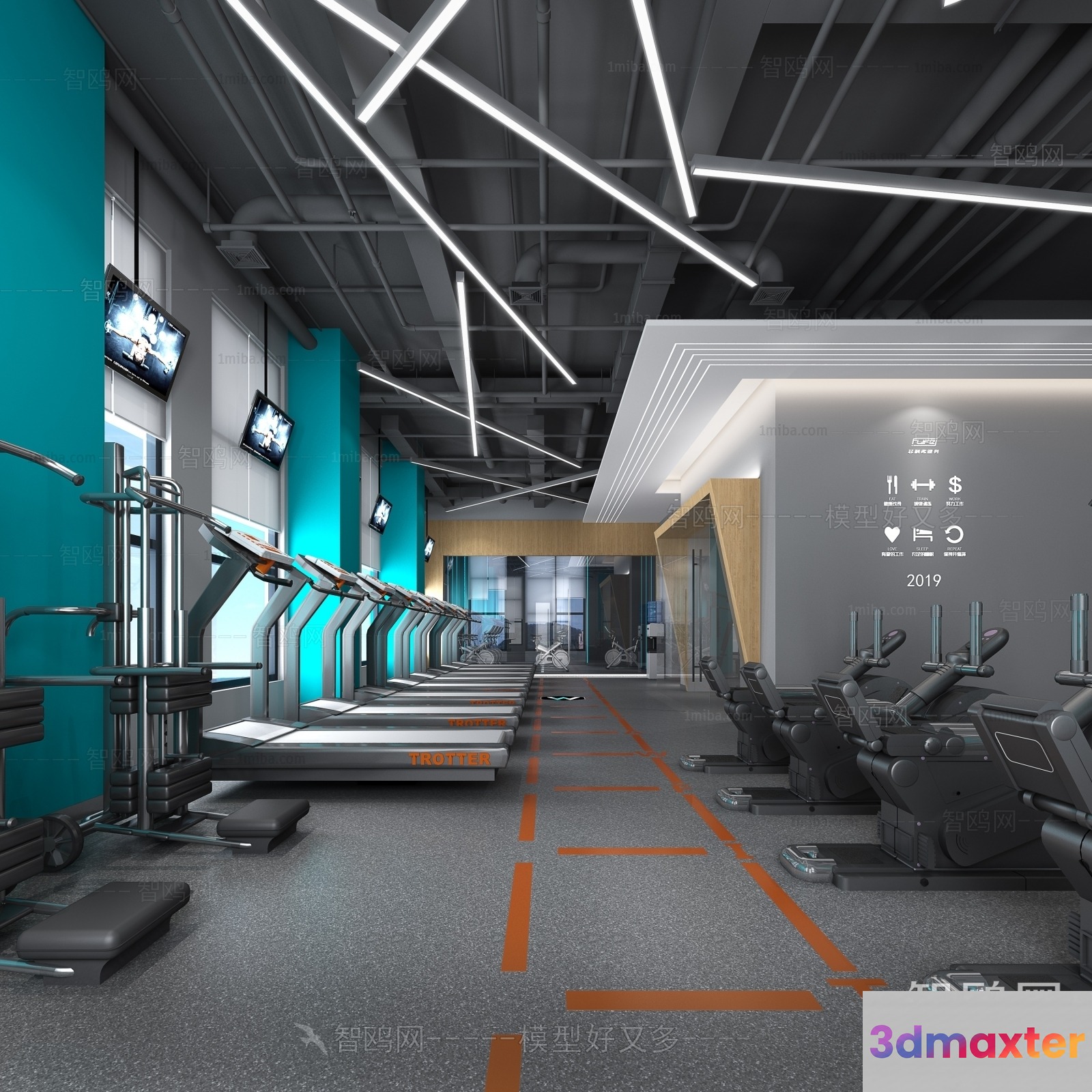 Modern Gym Equipment 3D Model - 8124 - VRAY Render