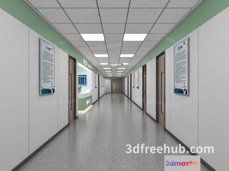 A Long Hallway 3D Model - 20799 - VRAY Render