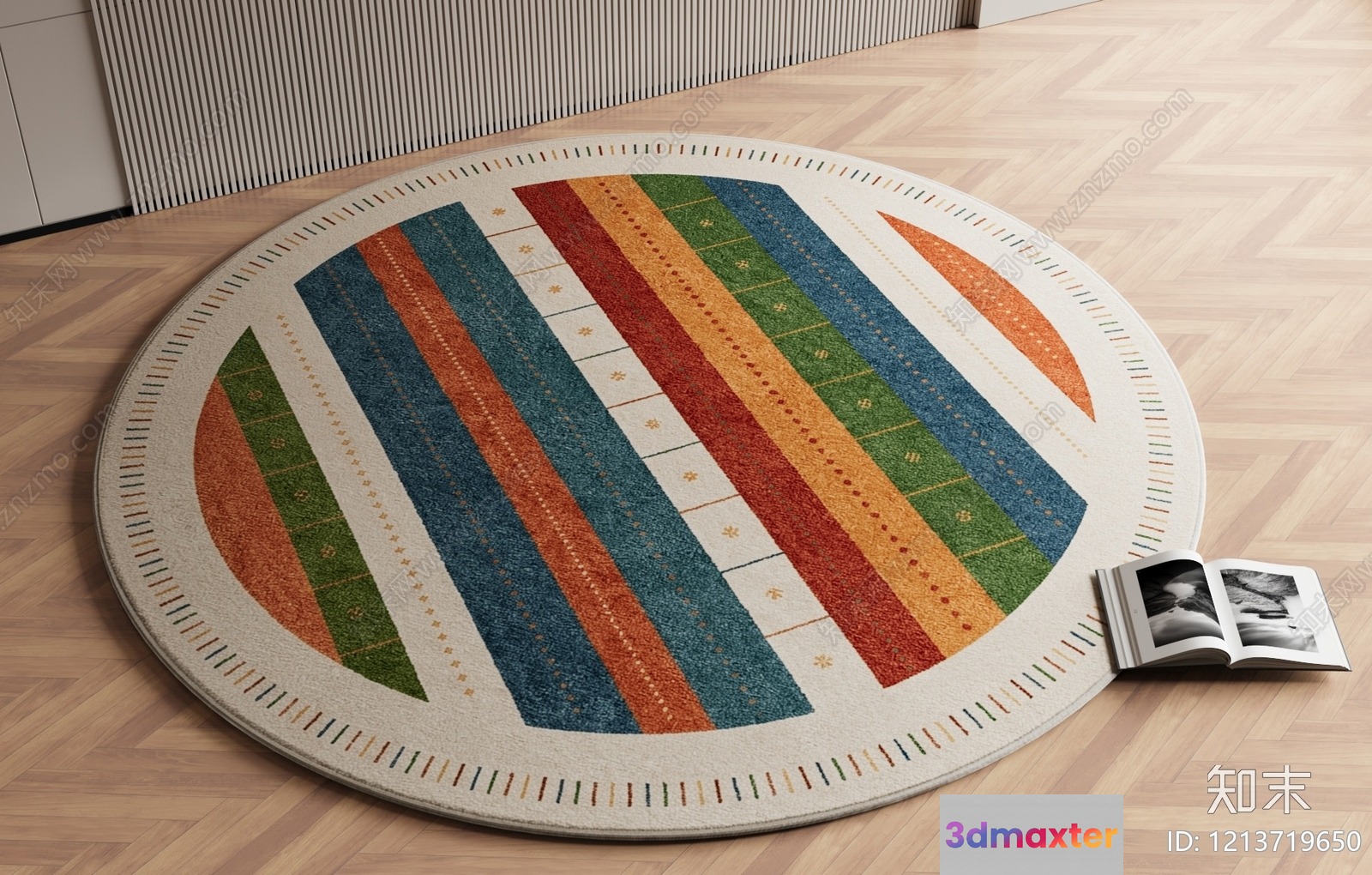 A Round Rug With A Colorful Design 3D Model - 16693 - VRAY Render