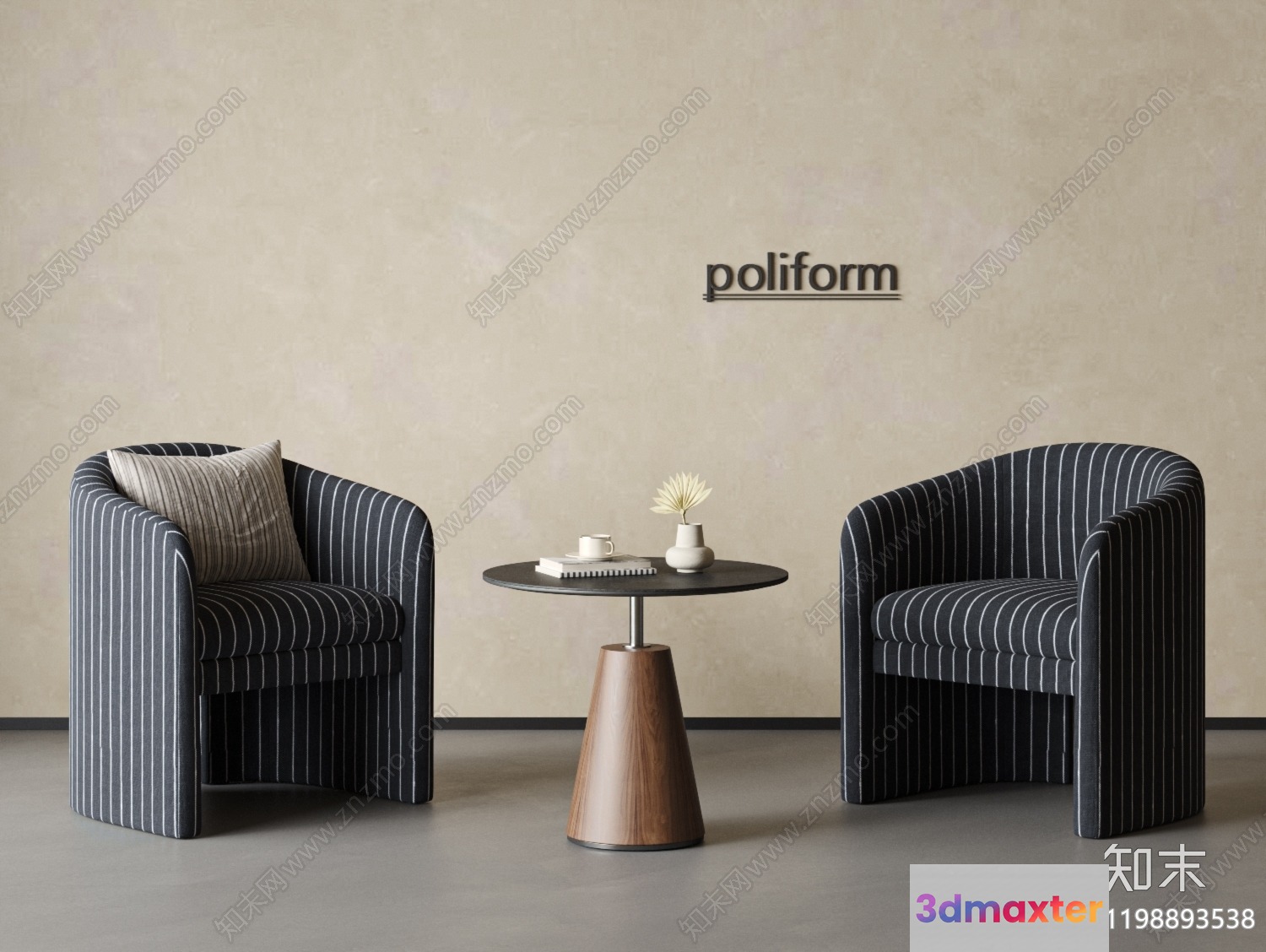 Modern Striped Chairs 3D Model - 13925 - VRAY Render