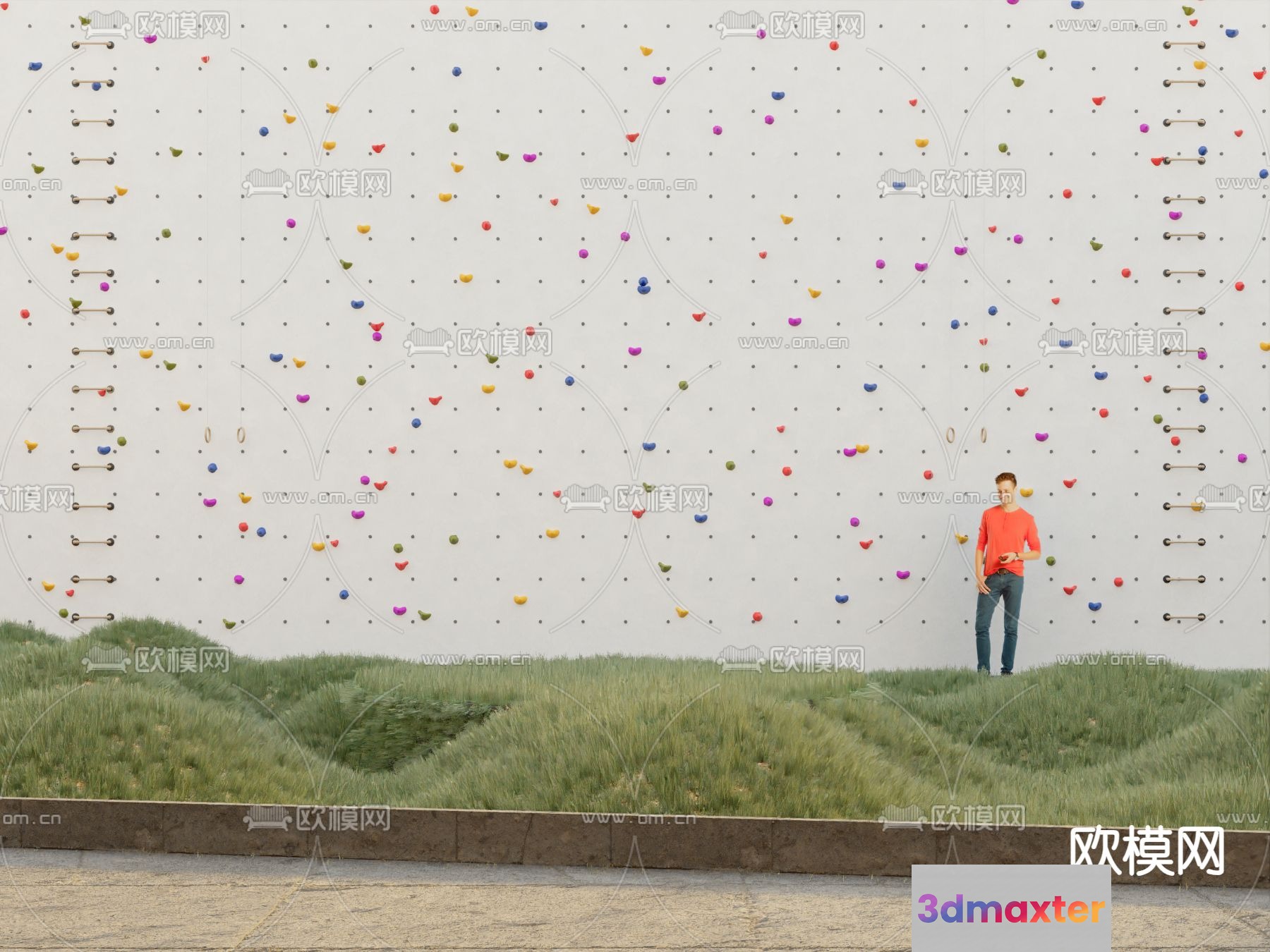 A Man Standing In Front Of A Climbing Wall 3D Model - 11805 - VRAY Render