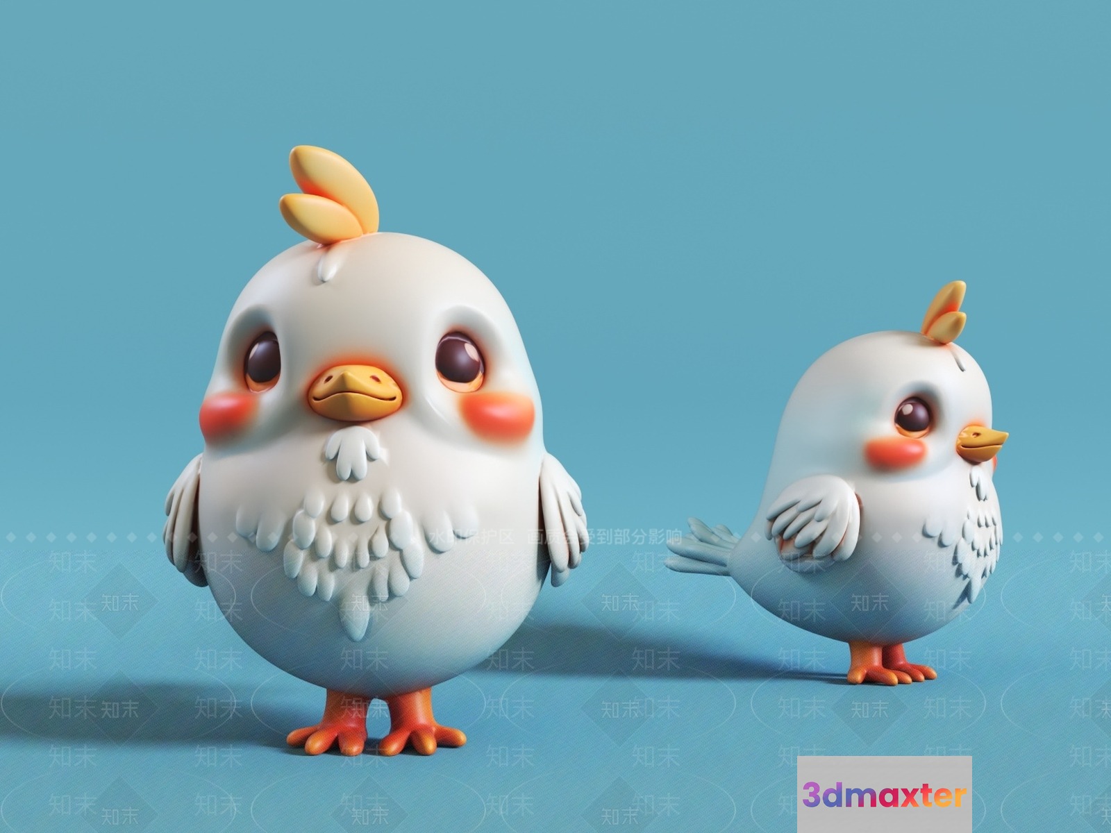 Two Cartoon Birds 3D Model - 5330 - VRAY Render