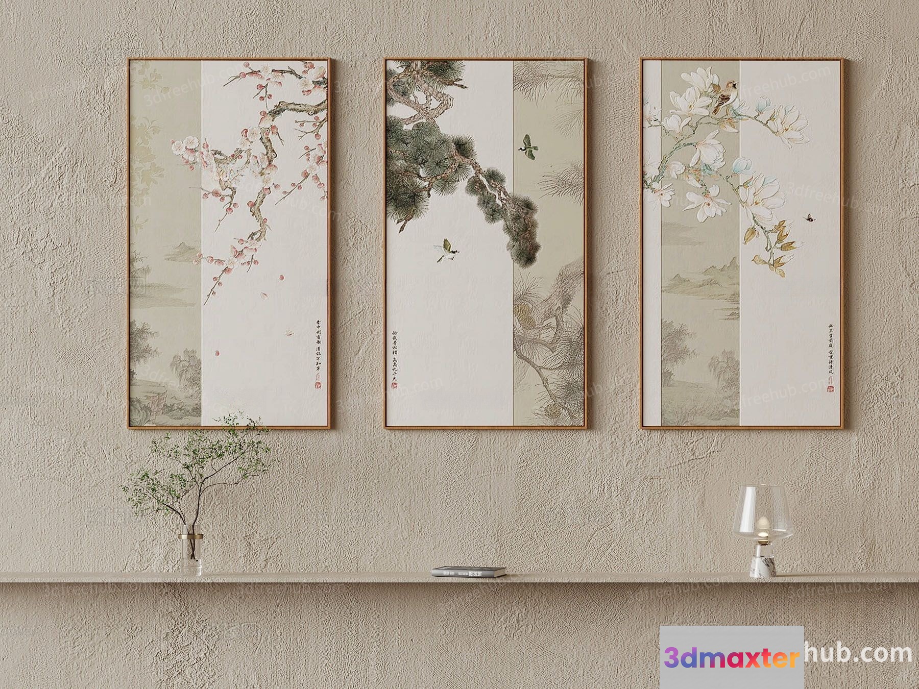 Modern Asian-Inspired Art 3D Model - 22422 - VRAY Render
