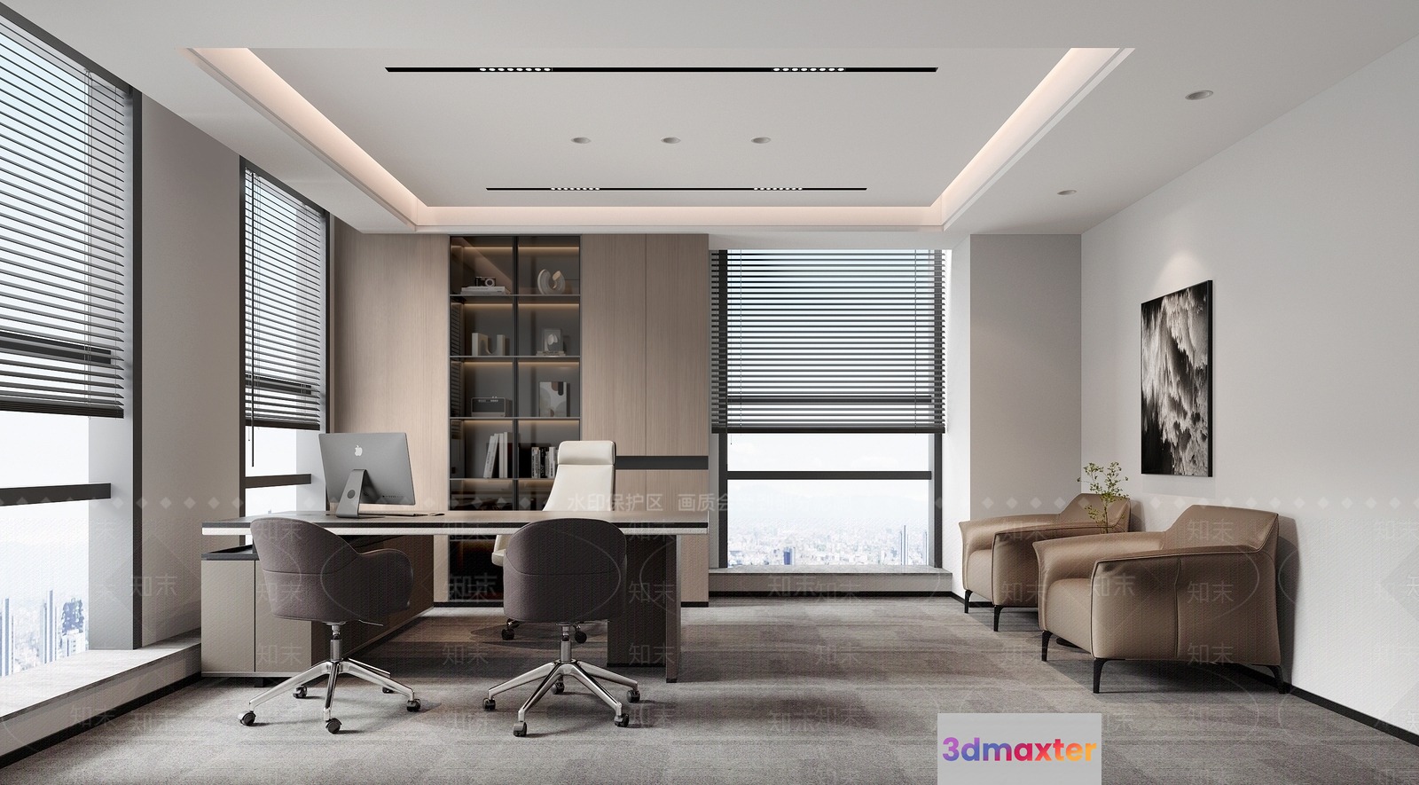 Modern Office Space 3D Model - 12745 - VRAY Render