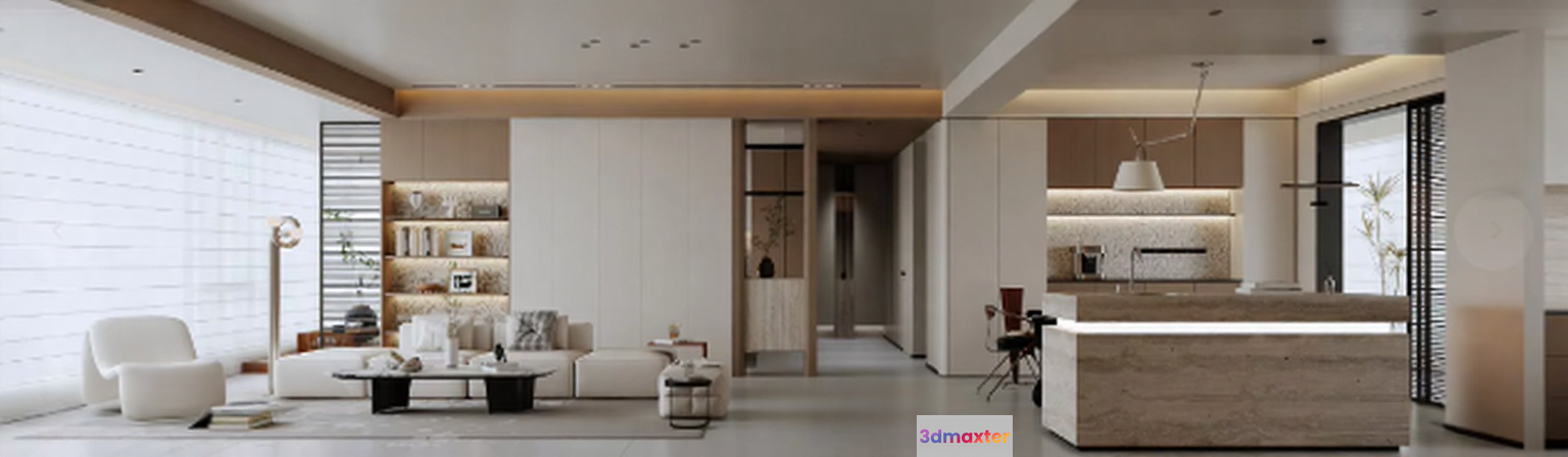 Modern Living Room 3D Model - 10466 - CORONA Render