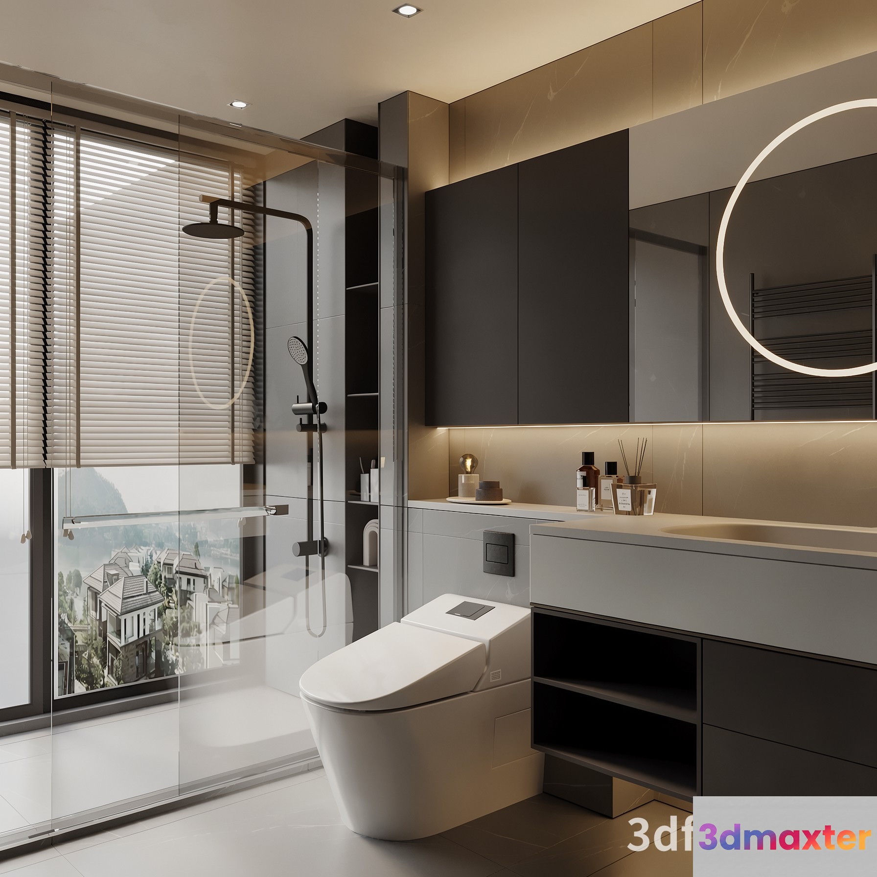 Modern Bathroom With Toilet 3D Model - 20915 - VRAY Render