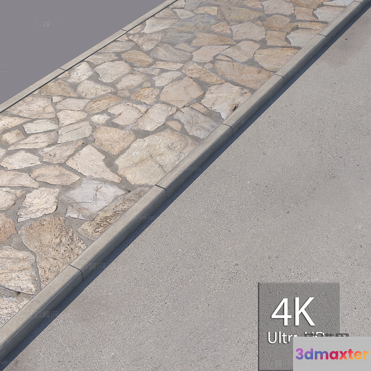 A Stone And Concrete Wall 3D Model - 17970 - VRAY Render