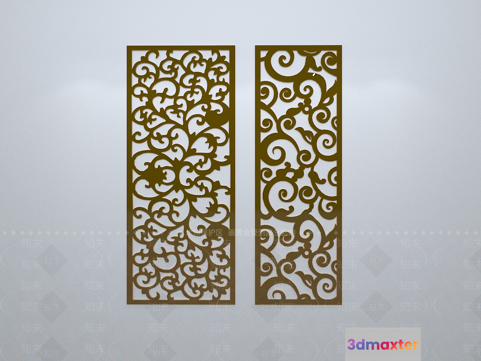 Gold Decorative Panels 3D Model - 10380 - VRAY Render