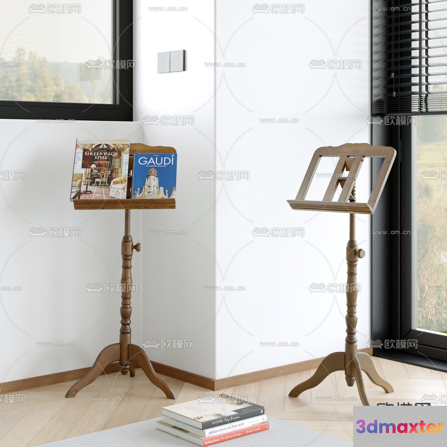 Modern Book Stands 3D Model - 12219 - VRAY Render