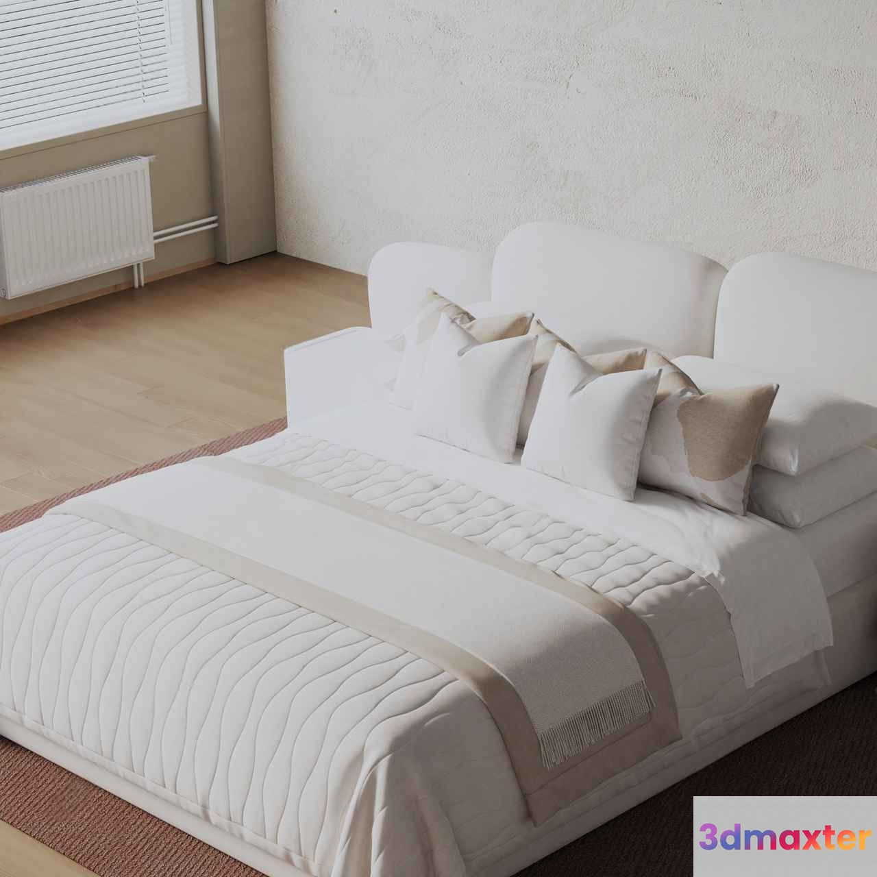 Cozy White Bedroom 3D Model - 673 - VRAY Render