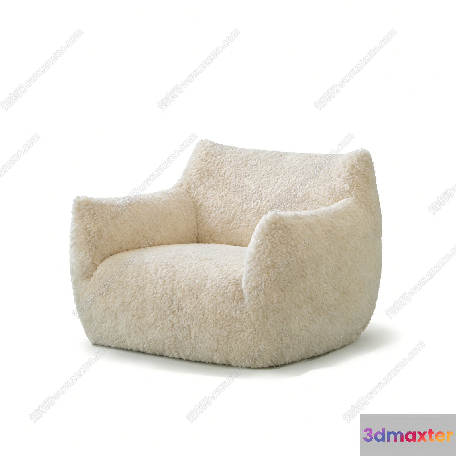 Cozy White Armchair 3D Model - 9988 - VRAY Render