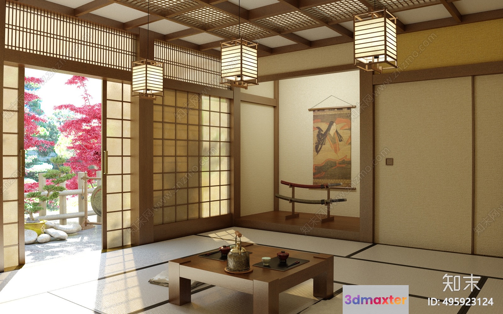Traditional Japanese Room 3D Model - 4472 - VRAY Render