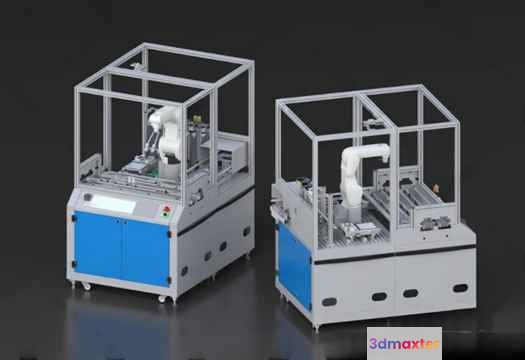 Two White And Blue Machines 3D Model - 12603 - VRAY Render