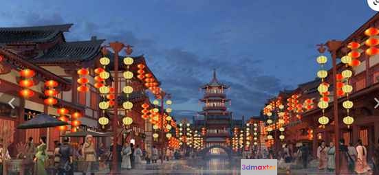Asian Street Decor 3D Model - 6616 - VRAY Render