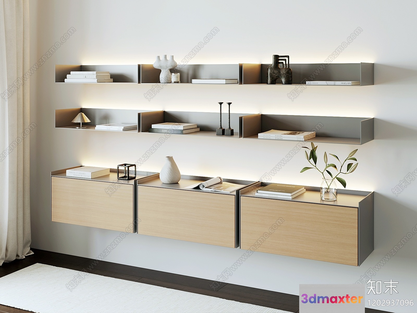 Modern Floating Shelves 3D Model - 15765 - VRAY Render