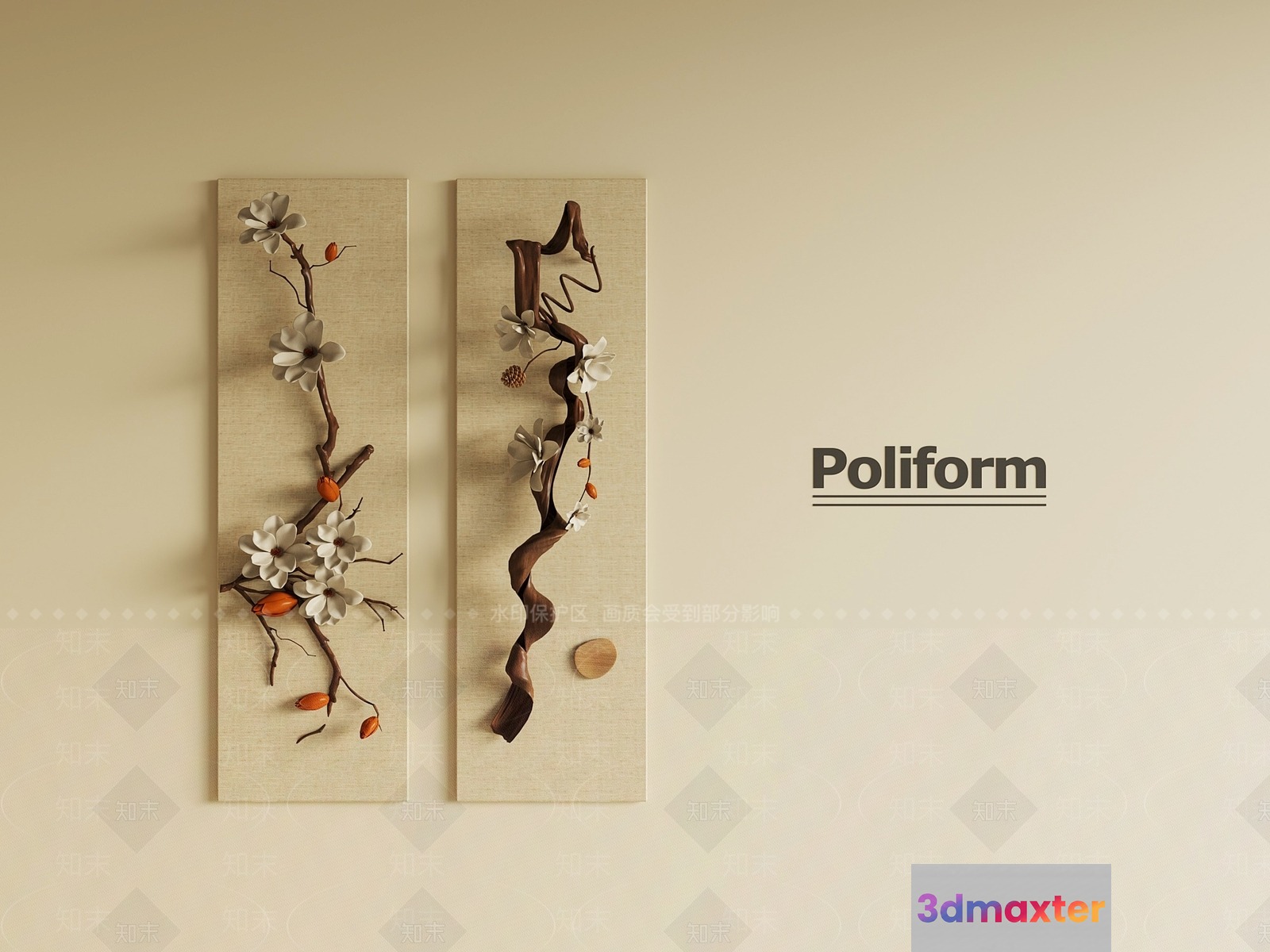 Artwork With Asian-Inspired Design 3D Model - 746 - VRAY Render