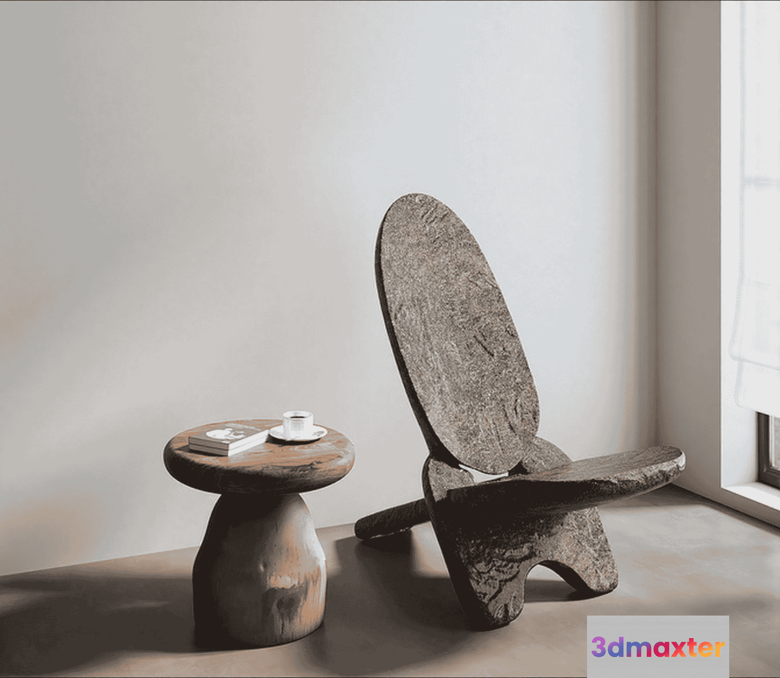 A Minimalist Wooden Chair 3D Model - 10030 - VRAY Render