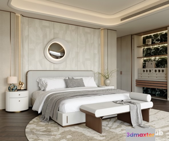 Cozy Modern Bedroom 3D Model - 20804 - VRAY Render