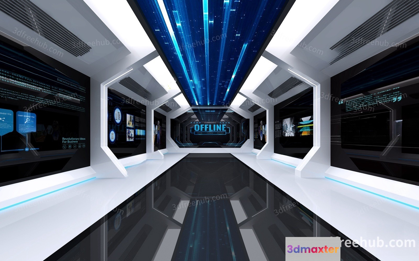 A Futuristic Hallway 3D Model - 22607 - VRAY Render