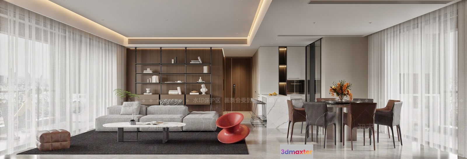 Modern Living Room 3D Model - 20414 - VRAY Render