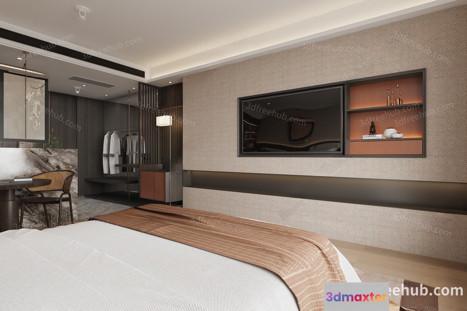 Modern Hotel Room 3D Model - 18977 - VRAY Render