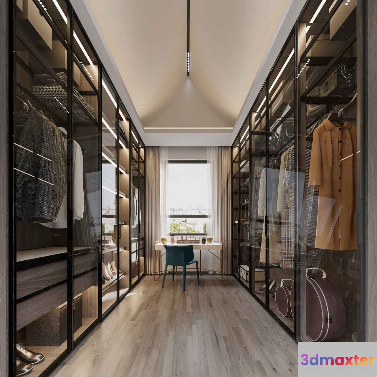 Modern Walk-In Closet 3D Model - 5202 - VRAY Render