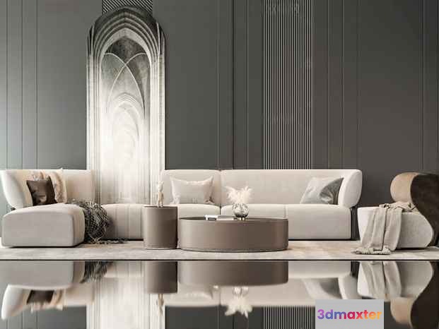 Modern Living Room 3D Model - 15952 - VRAY Render
