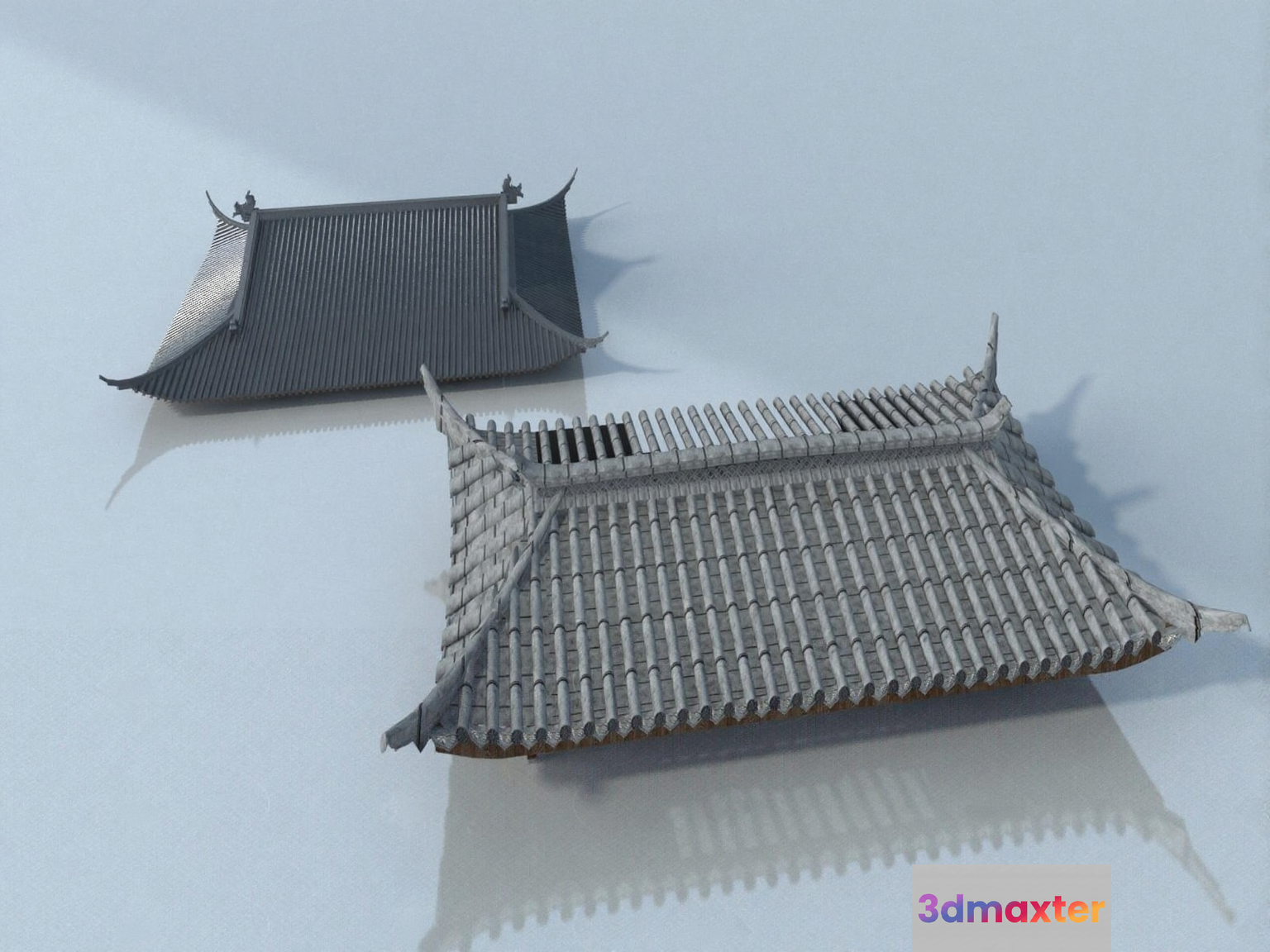 Two Gray Roofs 3D Model - 4337 - VRAY Render