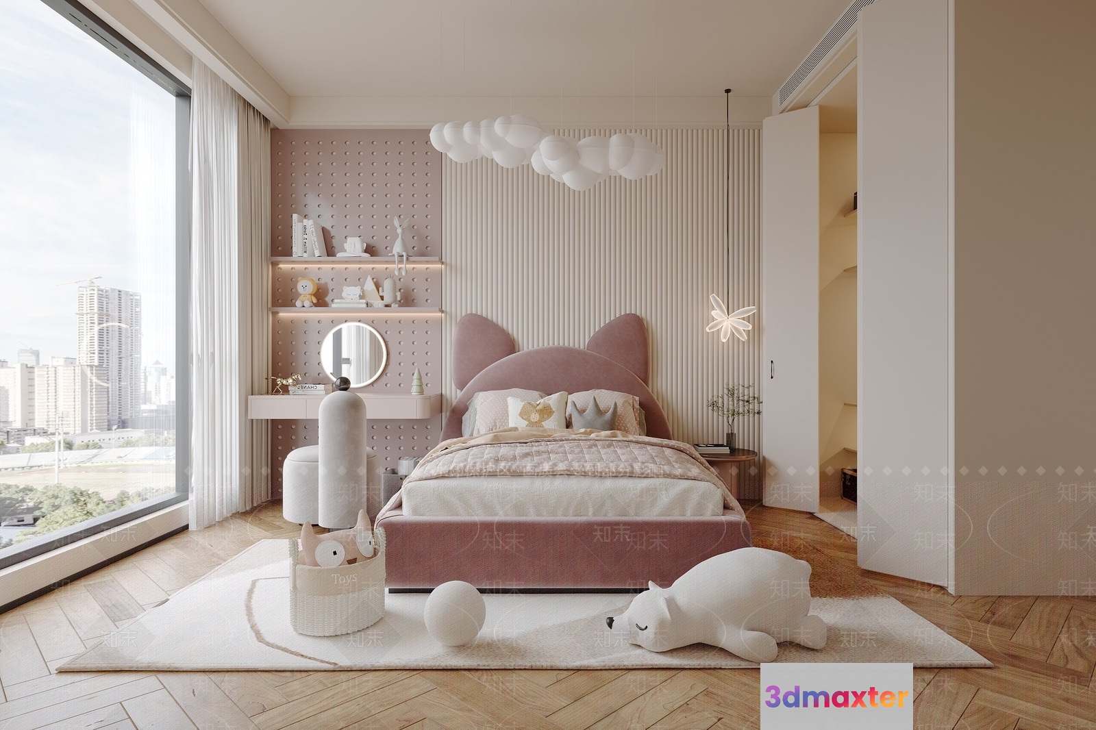 Modern Pink Bedroom 3D Model - 20123 - VRAY Render