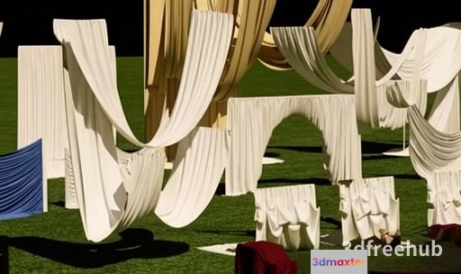 White Fabric Structures 3D Model - 20897 - VRAY Render