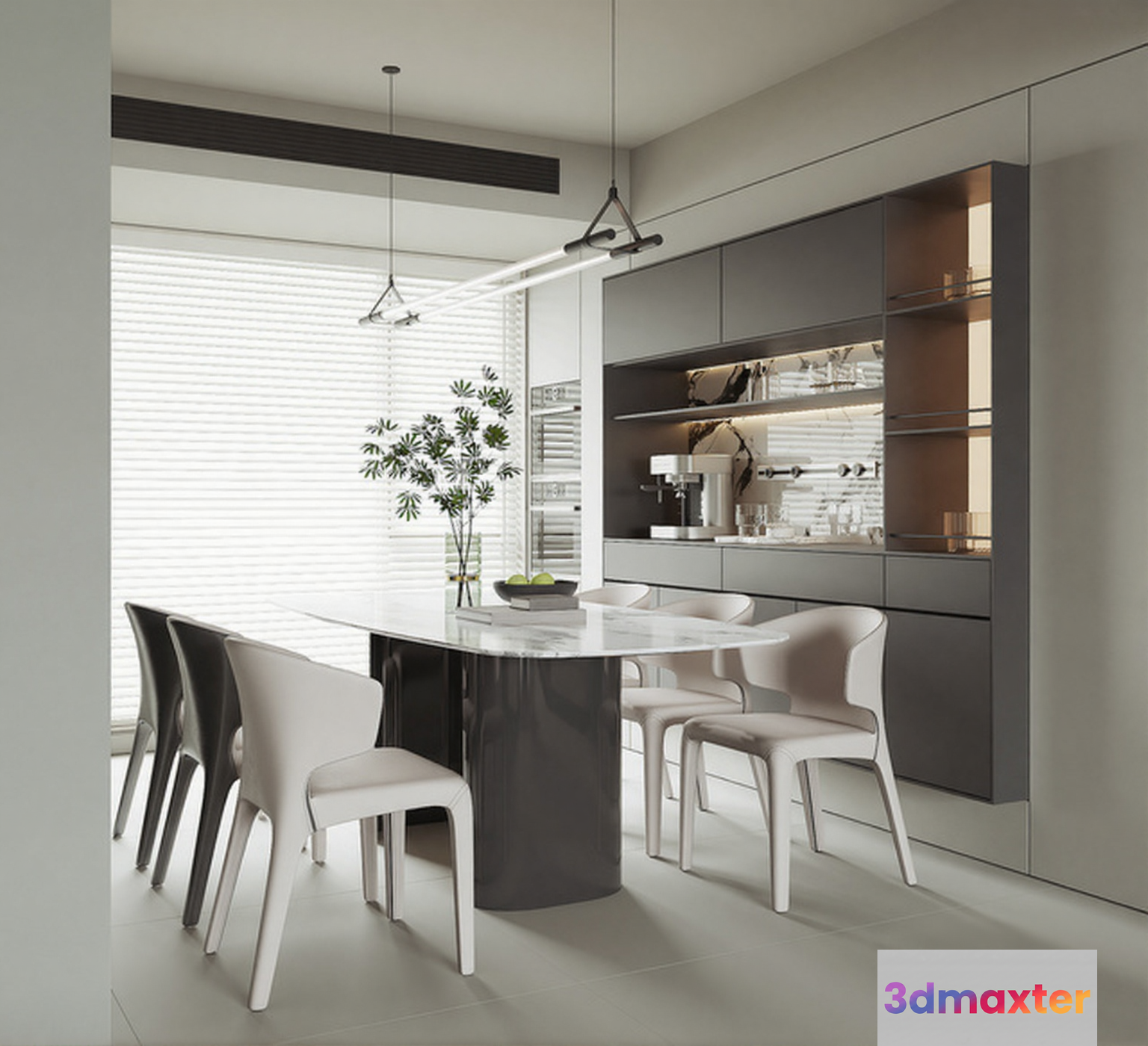 Modern Minimalist Dining Room 3D Model - 3324 - CORONA Render