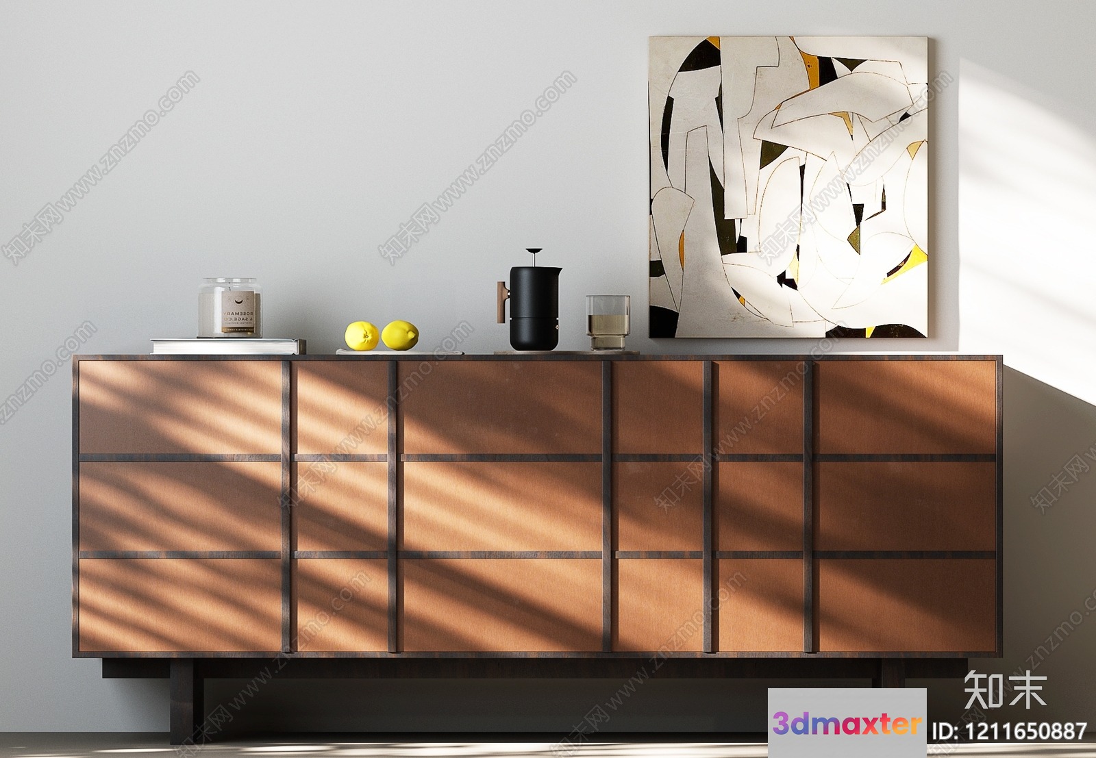 Modern Wooden Dresser 3D Model - 9112 - VRAY Render