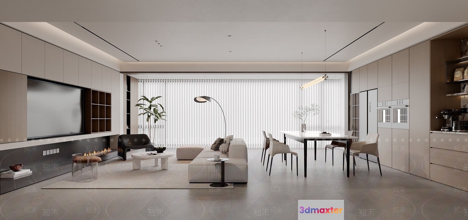 Modern Living Room 3D Model - 10138 - VRAY Render