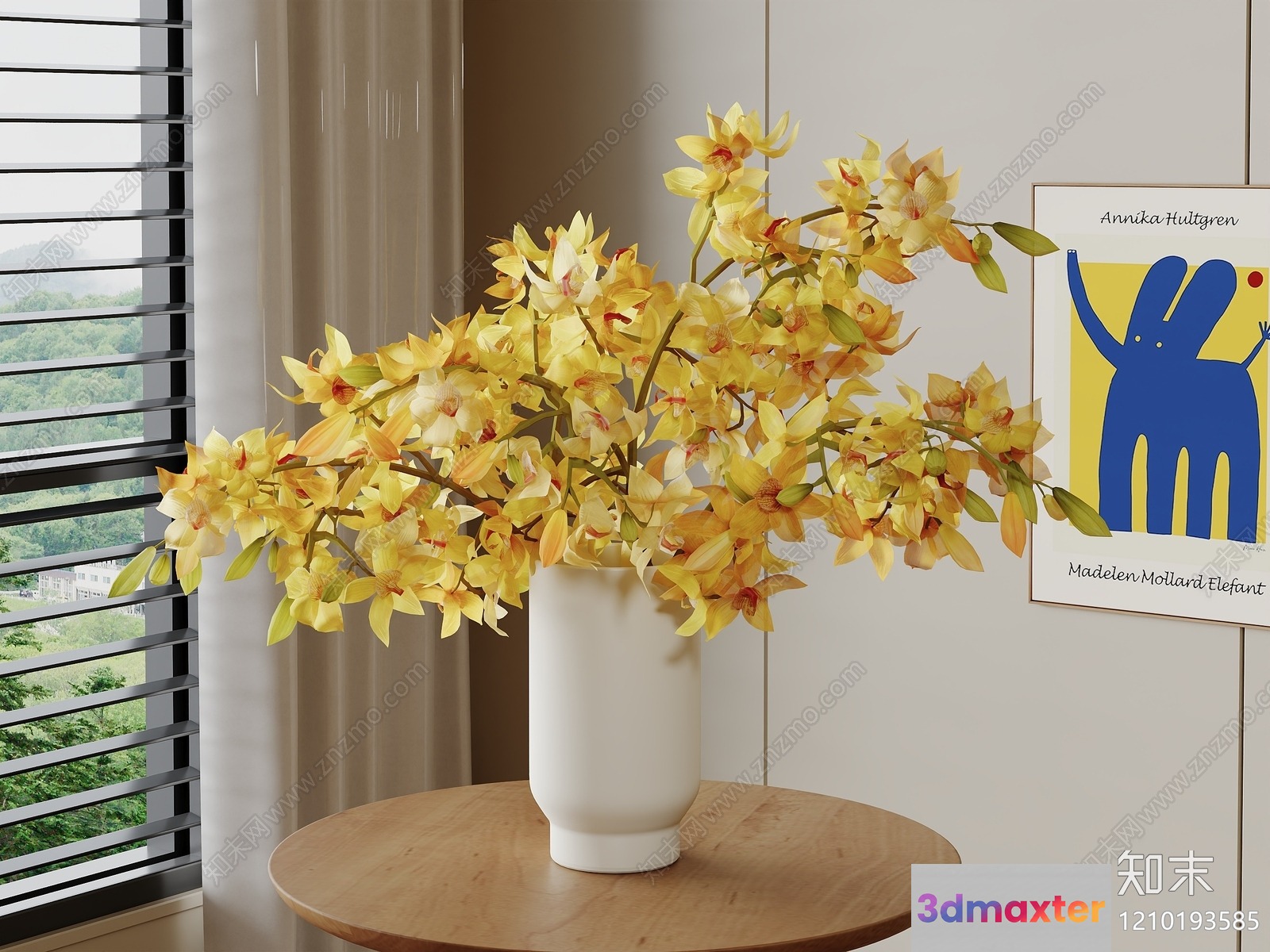 A Vase Of Yellow Flowers 3D Model - 19761 - VRAY Render
