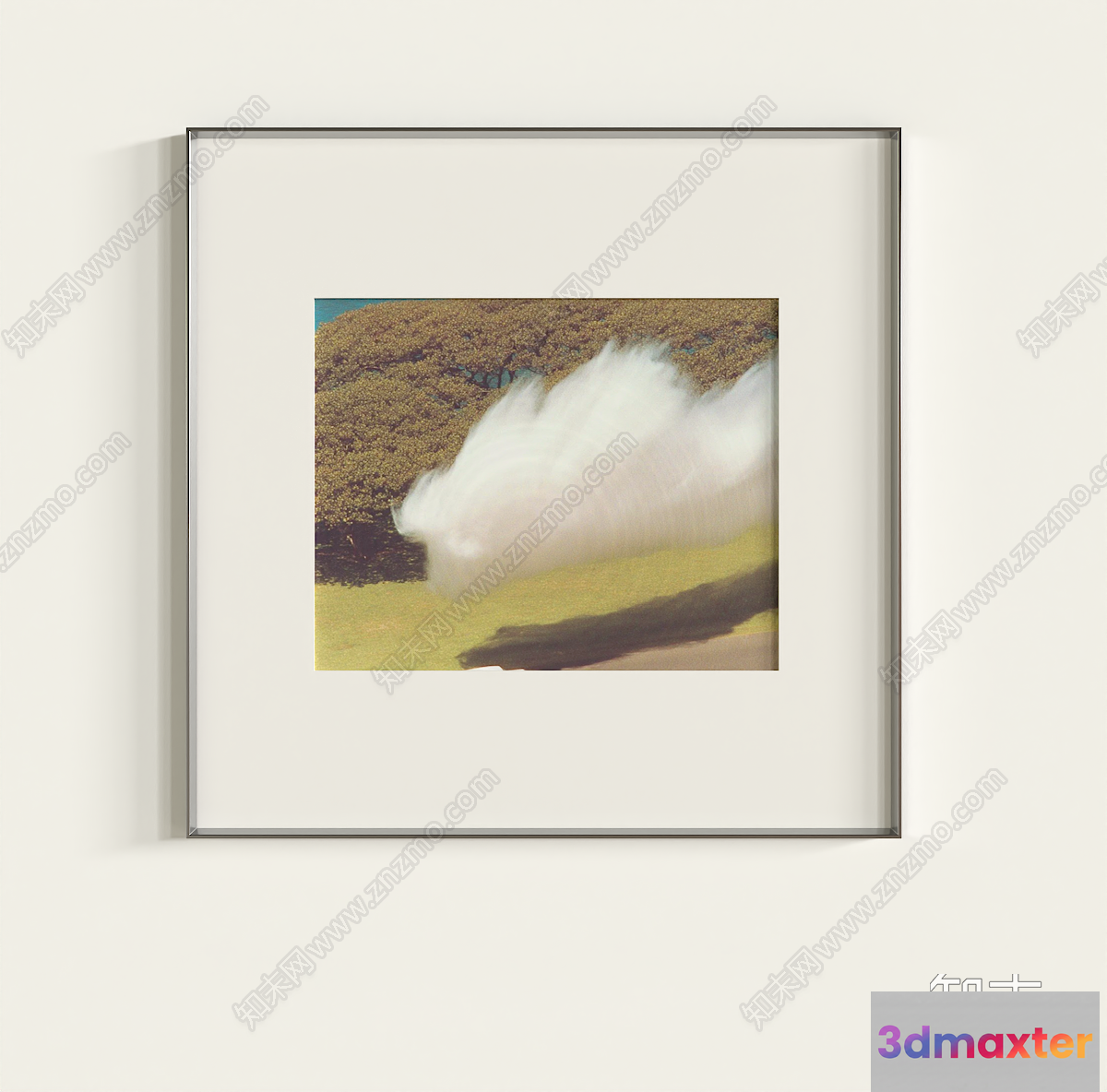 A Framed Picture Of A Mountainous Landscape 3D Model - 9889 - VRAY Render
