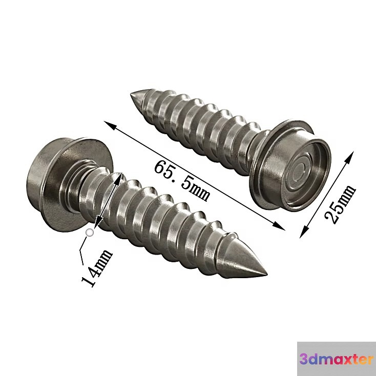 Screw With Measurements 3D Model - 19742 - VRAY Render