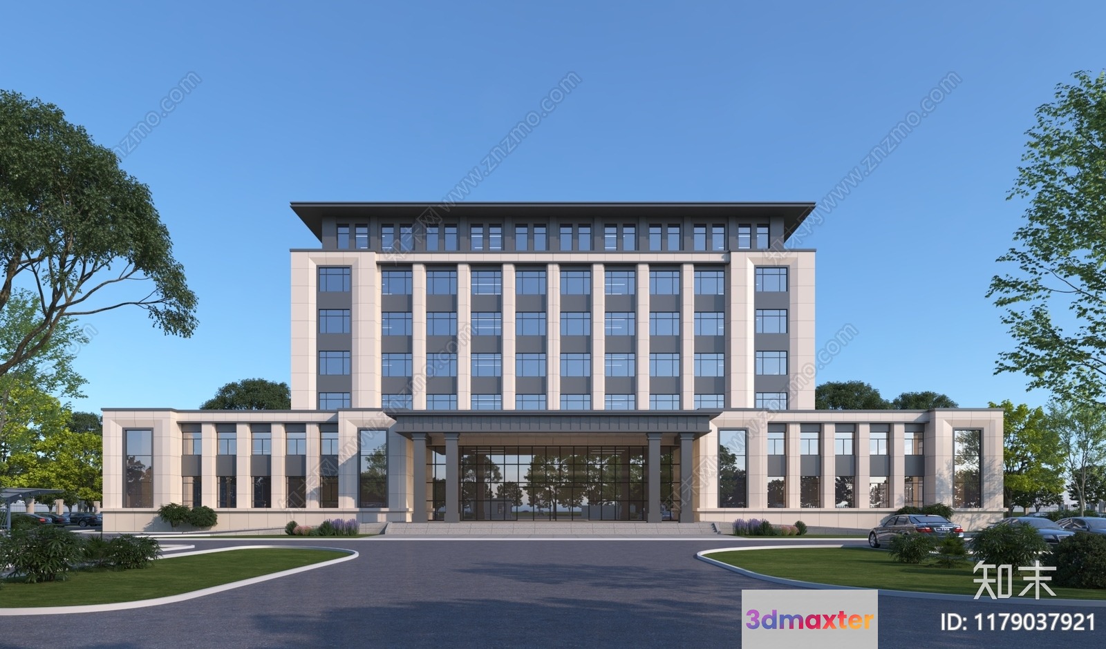 A Large Multi-Story Building With Many Windows 3D Model - 10888 - VRAY Render